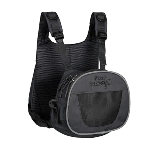Fox Rage Chest Pack Sac de pêche, 28 x 12 x 23 cm, sac pour accessoires de pêche, sac à leurres artificiels, Noir