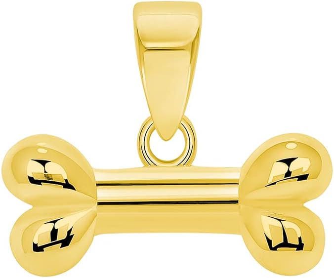 Jewelry America 14k Yellow Gold Horizontal Mini Dog Bone Charm Pendant