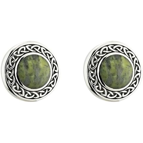 Biddy Murphy, Irish Connemara Marble Round Stud Earrings Sterling Silver for Women, Traditional Woven Celtic Knot, Made in Ireland by Artisan Jewelers Cover