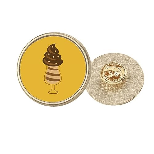 Broche ronde en métal doré motif glace chocolatée idéale pour vos vestes