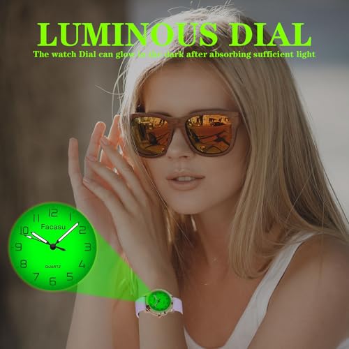 Analog Watch for Girls Ladies Women,Waterproof Simple Casual Luminous Dial Quartz Watch with Comfortable Soft Strap Easy to Read for Teen Girls Student Ages 12+3