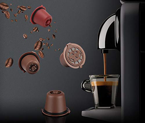 Kit 6 Cápsulas Nespresso Reutilizável Recarregável Vermelho + acessórios