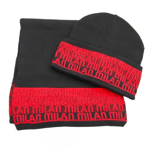 set cappello sciarpa con logo SET SCIARPA E CAPPELLO SKIPPER JACQUARD LOGATO 52% VI 30% PL 18% PA MILAN IN BOX 143569