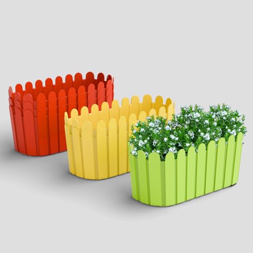 Image of YUCCABE ITALIA SHERA Fence-TRA 14 INCH Plastic Flower Pot Suitable for Inddor Outdoor Kitchen Garden