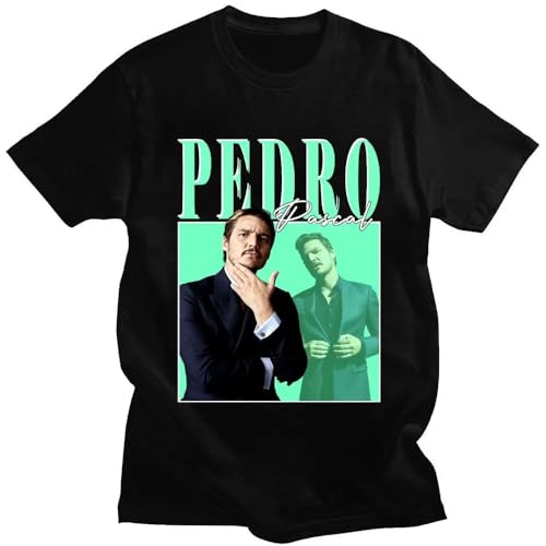 Photo de bobohododoho Pedro-Pascal-T-Shirt-Funny-Movie-TV-Actor-Pedro-Pascal-T-Shirt-Men-Women-Cotton-Casual Black L