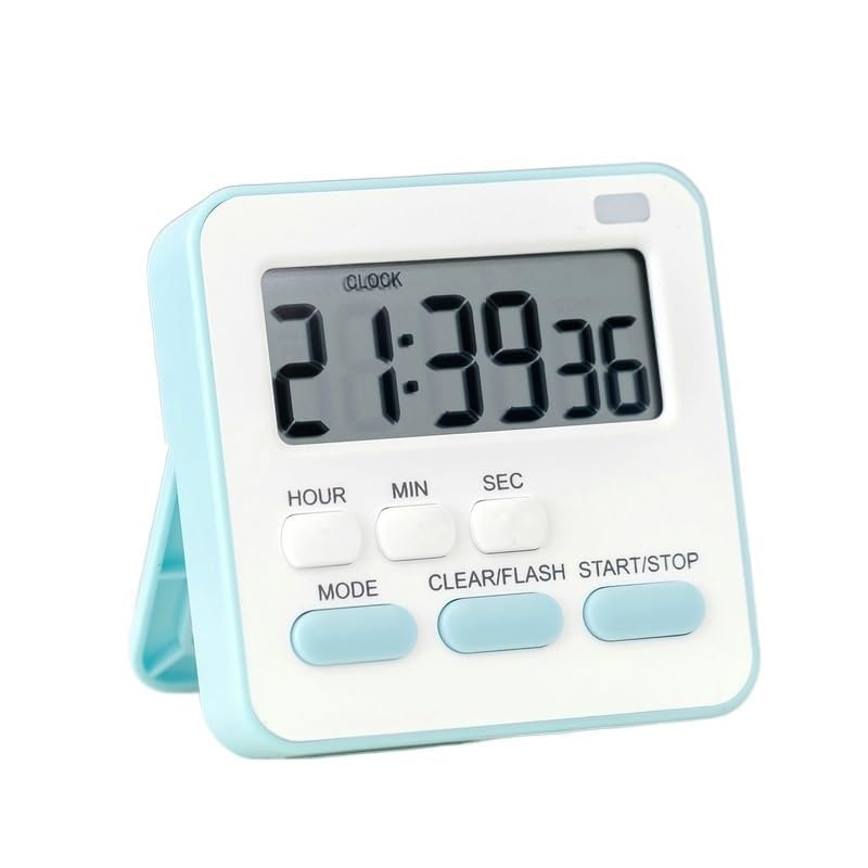 Image of Digital Timer Clock with Stopwatch, 2 Alarm Modes with beep Alarm Sound, Kitchen Timer with Magnetic Stand |Timer Clock for Study Ideal for Cooking | Baking | Study, Gym, Kitchen, (Blue)
