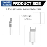 HDXH 1 PCS 3.5mm Aux Cord for iPhone in Car Adapter,Aux Cable Compatible with i-Phone 11/12 /13 i-Pod,Car Headphone Home Stereo Speaker Jack to Lightning Cable(1M,White) - Image 2