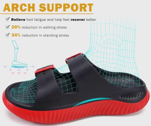 Image of KuaiLu Womens Recovery Sandals Comfortable Arch Support Adjustable Slides | Orthotic Adjustable Thick Cushion Sport Reduces Stress on Feet Joints & Back Post-Exercise