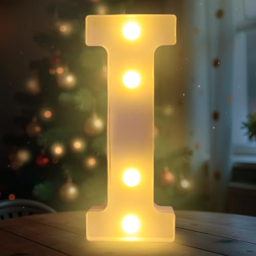 Darryy Lettere LED da 22 cm, Lettere Luminose Led, Adatte per Proposte di Matrimonio, Festival, Feste e altri Eventi per Creare un'atmosfera Romantica e Accogliente (I)