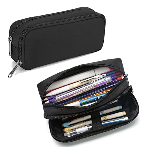 Della Gao Pencil Case Large Capacity Pencil Pouch Aesthetic Pencil Box for Office Stationery Organizer, Simple Sturdy Multifunctional Pencil Bag for Men - Black