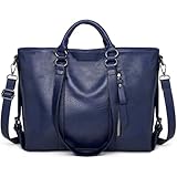 [Diggly] ビジネスバッグ トート牛革 大容量 A4サイズ ショルダーレディース メンズ 3way メッセンジャー通勤 女性 通学 男女兼用 本革 ギフト (ブルー)