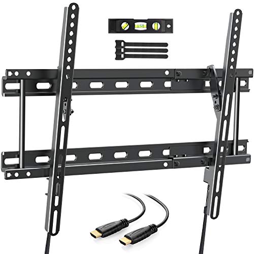 PERLESMITH PSLTK2 Tilting TV Wall Mount Bracket Fits for 16",18",24" Studs, Low Profile Tilt TV Mount for Most 37-70 Inch LED, LCD, OLED, Plasma Flat Screen TVs with VESA up to 600x400mm 132lbs