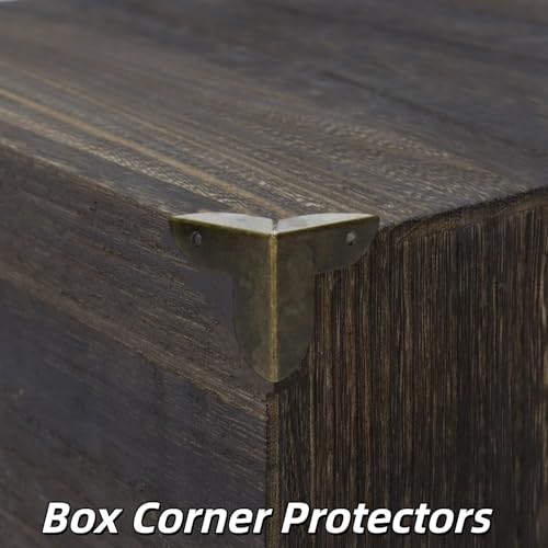 Image of Mcredy 20 Pcs Box Corner Protectors Metal Decor Edge Guard for Box Table Cabinet with Screws 0.87 inch Length, Bronze