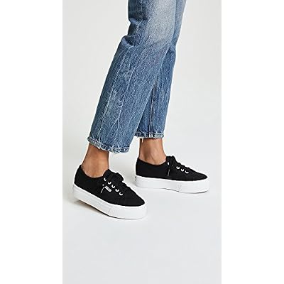Superga womens 2790 Acotw Platform Fashion Sneaker, Black/White, 7.5 US