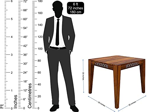 Image of Sheesham Wood 2 Seater Dining Table Set with 2 Chair for Home | Solid Wood Dining Table Sets for Home || Dining Set of Wooden Furniture(Honey Finish)