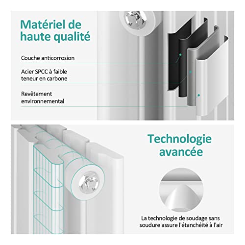 emke radiateur à eau chaude mural chauffage 63 x 85 cm radiateur blanc horizontal en acier double couche 1136w radiateur salle de bain