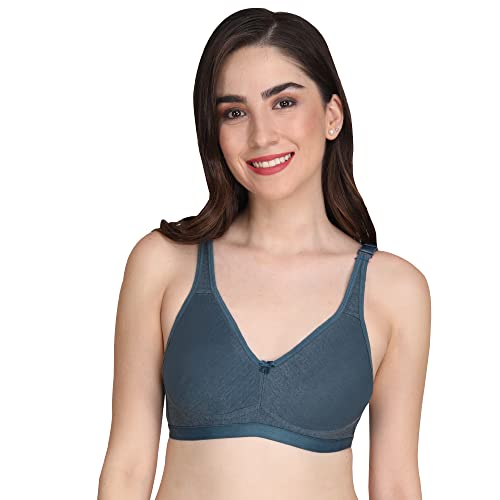 Image of Women Non Padded Bra - Made of Pure Cotton Full Coverage Non Wired Seamless Pushup Soft Cup for T-Shirt Saree Dress Sports Garment for Daily Use Everyday
