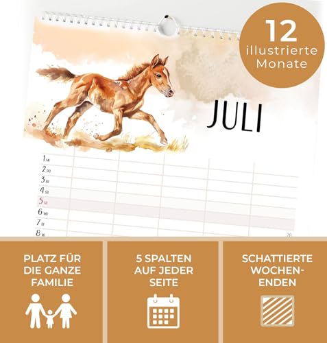 HEJ.CREATION Familienplaner 2026 mit 5 Spalten. Premium Wandkalender für Familien (2026)