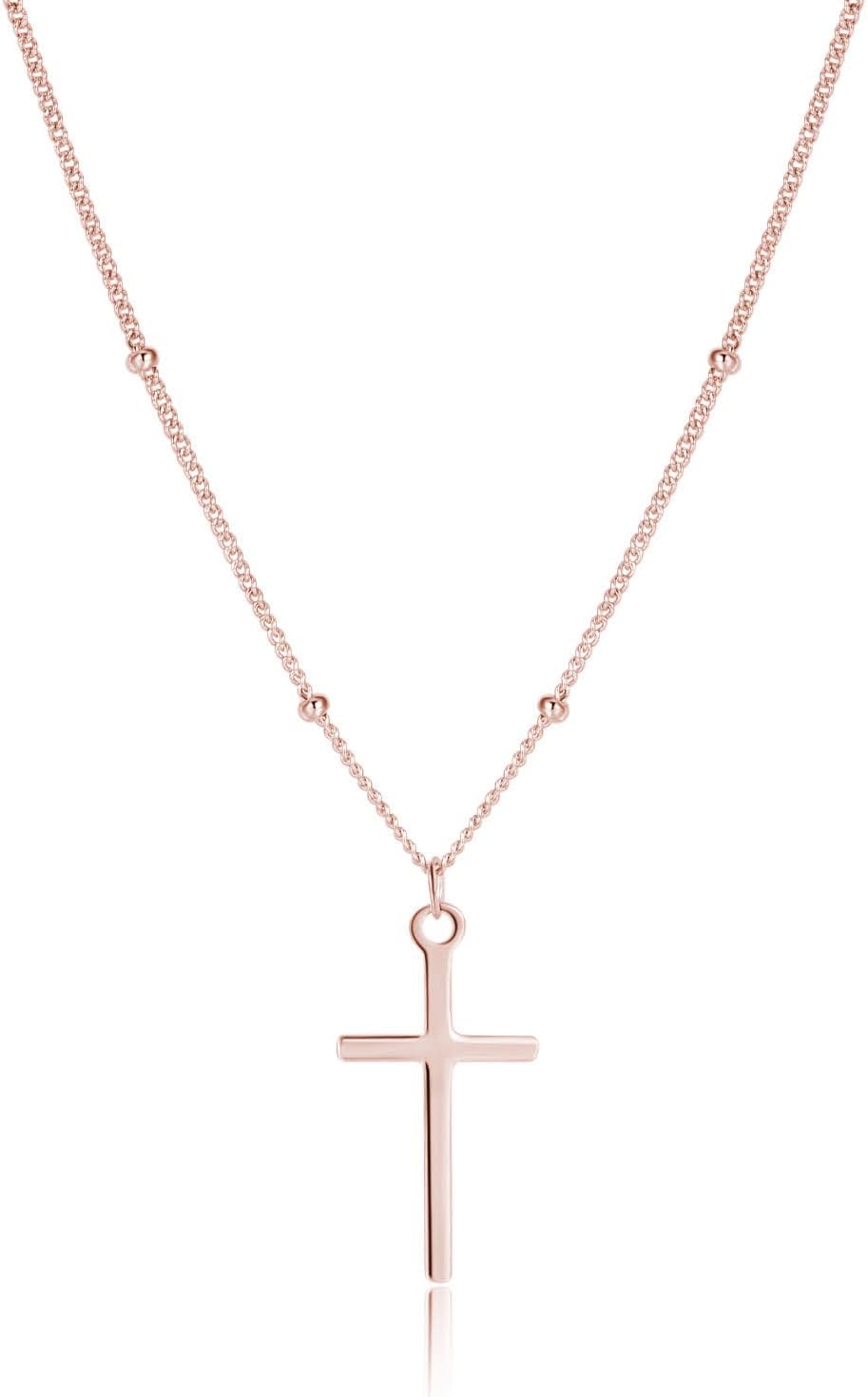 SLUYNZ 925 Sterling Silver Cross Choker Necklace for Women Teens Simple Cross Pendant Necklace Chain Minimalist