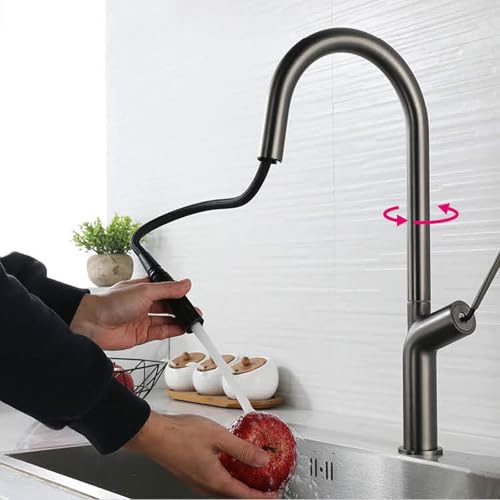 Robinet de cuisine extensible Cromo-A à arc haut pour évier monotrou