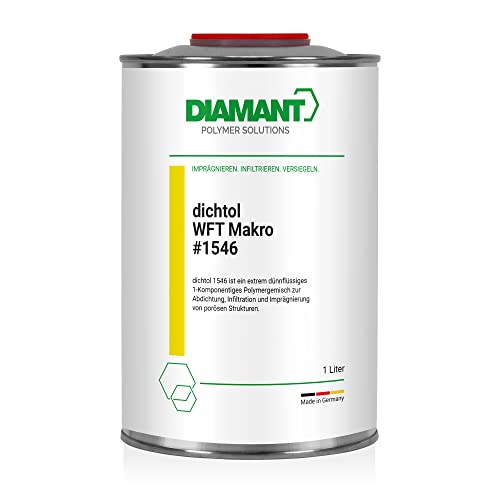 DIAMANT dichtol WFT Makro 1L – Universal Dichtmittel, transparent, wasserfest mit Trinkwasserzulassung – Sofortige Abdichtung - Risse und Poren bis 0,5mm – Metall, Kunststoff, Beton, Keramik