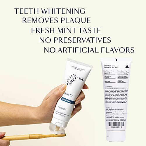 Better & Better Purity Toothpaste | Fluoride Free, Sls Free Toothpaste For Sensitive Brushers | 1 Ct Mini Tube | Fresh Breath With Organic Mints | Natural, Vegan, Whitening Toothpaste To Remove Plaque #TOP2