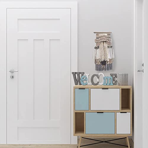 Rustic Wood Welcome Sign Decorative Cutout Word Sign Wall Decor, Multicolor Wooden Welcome Word Sign Freestanding Block Letters Wall Mounted Decorative Sign (Multicolor Welcome Sign) #TOP1