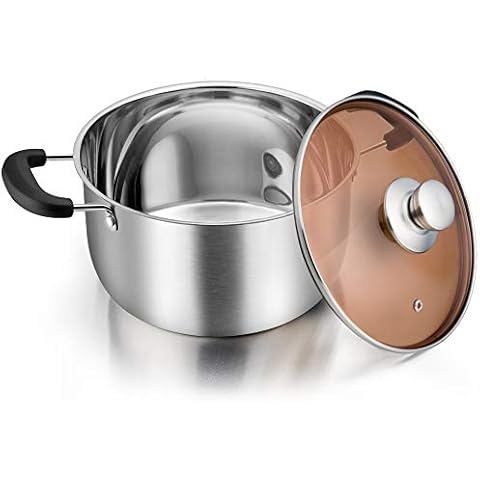 Homikit Kochtopf, Ø 24cm Edelstahl ca. 5,6L groß Topf Suppentopf Cover