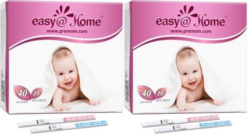 Image of Easy@Home Ovulation Test Strips Powered by Premom Ovulation Predictor APP, FSA Eligible, 40 Ovulation Test and 10 Pregnancy Test Strips, 40LH +10HCG | Package May Vary (Pack of 2)