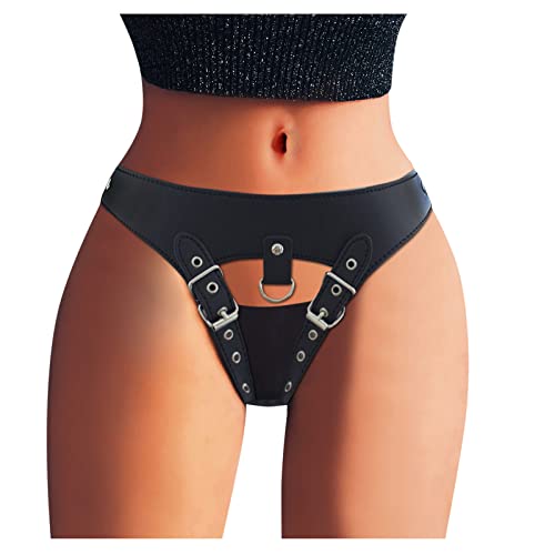 Dasongff String Femme Sexy Chic en Simili Cuir Slips Coquine Hot Ouverte Culotte Femme Sexy Chic Culotte Sexy Femme Érotique Shorties Femmes Sexy Thongs Tangas Culotte Triangle