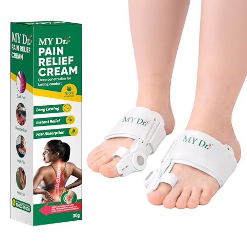MY Dr. Bunion Splint - Toe Straightener Bunion Corrector for men and women. With Toe Fracture Support and Pain Relief| Universal Size (Pack Of 2 & 30g Cream)