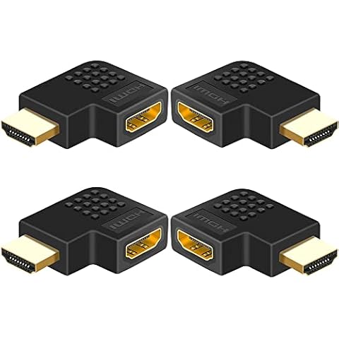 Warmstor 2 Combos HDMI Male to Female Adapter 90 Degree and 270 Degree HDMI 2.0 Cable Connector 3D & 4K Supported (Gold-Plated,4-Pack) Cover