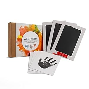 WELTWERK® Stempelkissen für Handabdruck Baby und Fußabdruck Baby – sauber, ungiftig – Für Neugeborene, Kleinkinder, Haustiere – Pfotenabdruck Set Hund (3er-Set Klein + Schwarz)