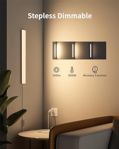 Image of ASOKO Under Cabinet Lights, Upgrade 16inch LED Closet Light with Dimmable 3000K Warm White and Memory Function, Plug-in Under Counter Lights for Kitchen /Desk /Shelf /Workbench /Display Case /Room
