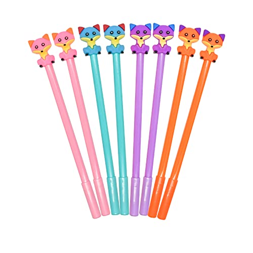 12 bolígrafos gel negro diseño zorrito kawaii