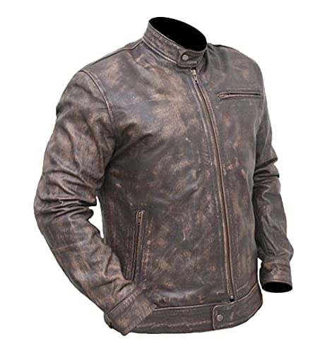 Mens Lucas Till TV Series MacGyver Distressed Biker Bomber Style Genuine Cowhide Leather Jacket2
