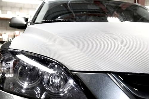 Image of WISDOM 3D White Carbon Fiber Vinyl Wrap Adhesive Sheet Roll Vinyl Sticker for Cars Auto and Motorcycle DIY, Decoration Crafts (12 inchx480 inch)