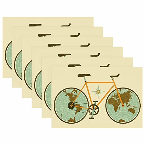 Set de table antidérapant résistant chaleur motif vélo x6 - 6