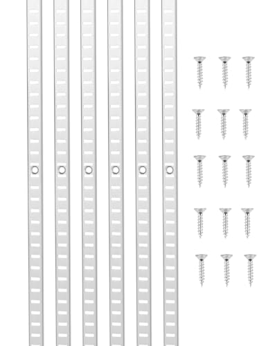 VEVOR Crémaillère d'Étagère, 923 mm, Rail d'Étagères Mural à Perforation Simple, Lot de 6, Rails Réglables Robustes Acier avec Vis, Facile à...