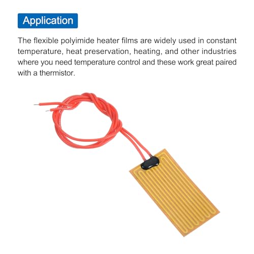 sourcing map Heizfolie Heizplatte, 12V 7W Polyimid Heizpad, selbstklebende PI Heizelemente Folie 50mmx25mm Heizstreifen für konstante Temperatur, Packung mit 6 Stück
