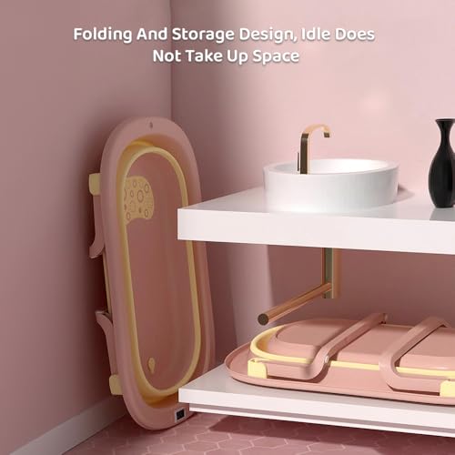 Image of StarAndDaisy Bath Tub for Baby 0-3 Years /Foldable Bath tub for Kids with Cushion & temerature Sensor, Space Saving Design, Newborn Baby Folding Bathing Tub Girls & Boys, Easy to Store -Pink