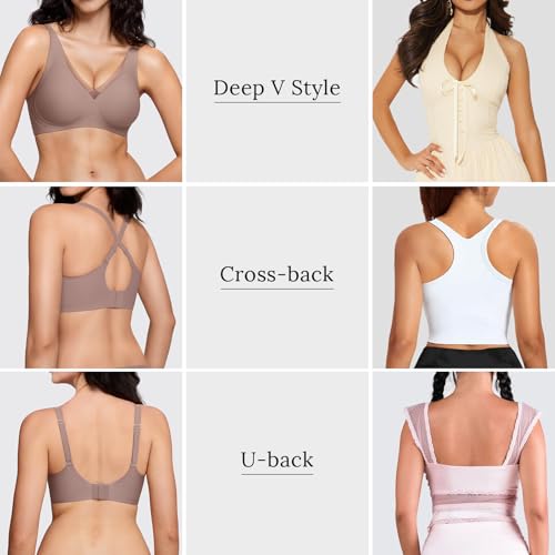 Image of ProKloud WirelessTriangle Bralettes for Women Plunge Unlined Unpadded Bras | No Underwire Comfortable Everyday Tshirt Bra,Hook and Eye Closure