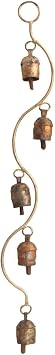 Traditional Indian Curved Stem Wind Chime with Authentic Bells - Available in 5 or 7 Bell Variants, Handcrafted and Fairtrade 5 Bells