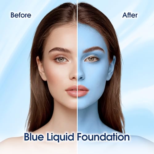 Wismee Light Blue Liquid Foundation,Full Coverage Pale Blue Body Paint for Corpse Bride Halloween SFX Avatar Sally Makeup - Thumbnail 5