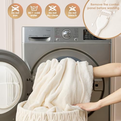 EHEYCIGA Heated Blanket Electric Blanket King Size - Heating Blanket with 9 Heating Levels & 10 Hours Auto Off, Soft Cozy Sherpa Washable Dual Control Blanket with Fast Heating, 90 x 100 Inches