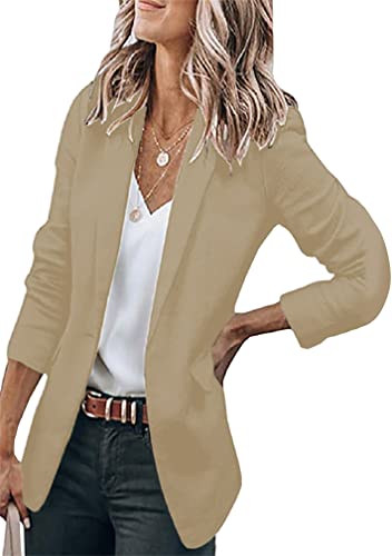 Blazer à manches longues casual pour le bureau veste kaki col tailleur