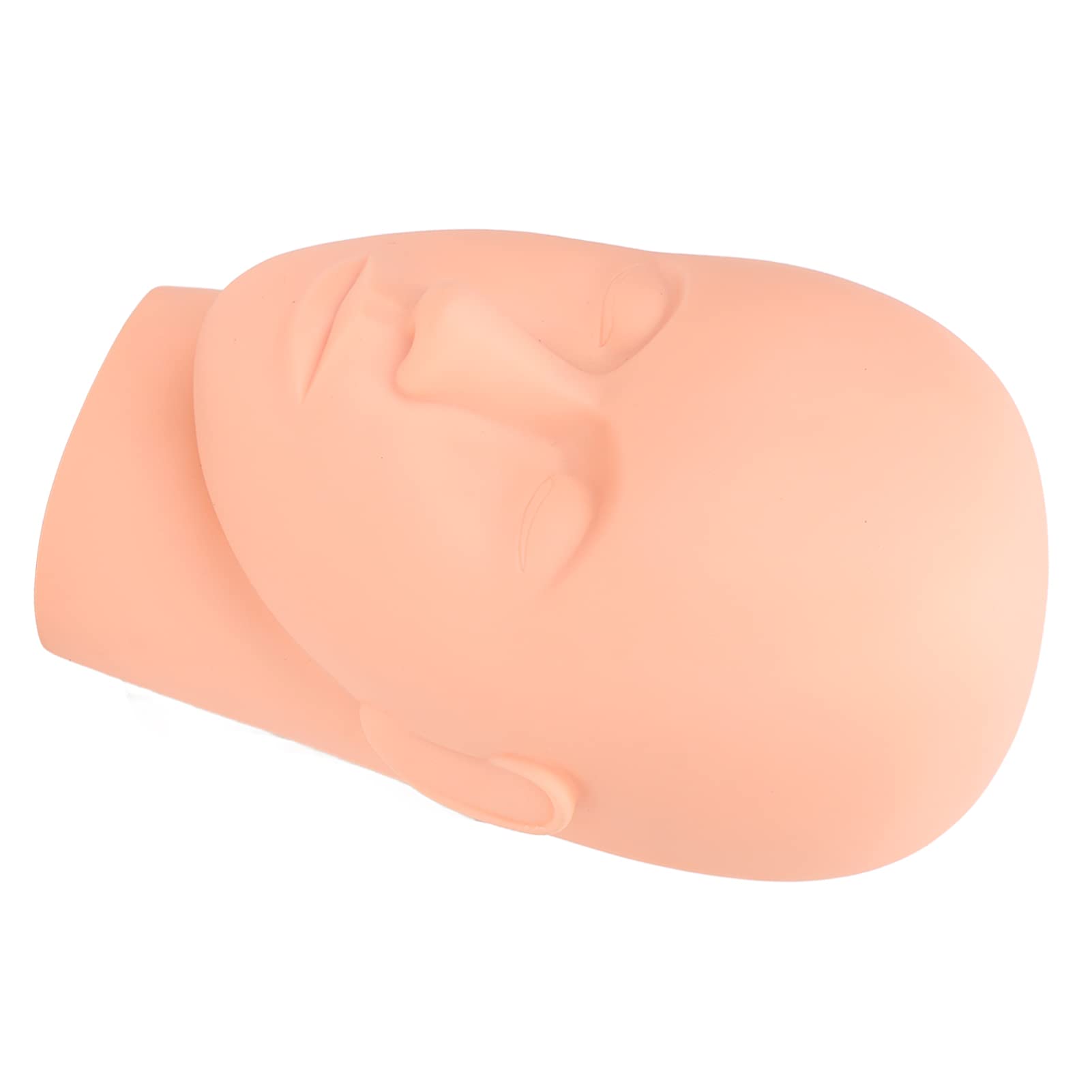 Kosmetologie Puppe Gesicht, Wimpernverlängerung Mannequin Make-up Kopf Wiederverwendbares Make-up Silikon für Massage(Hautfarbe)