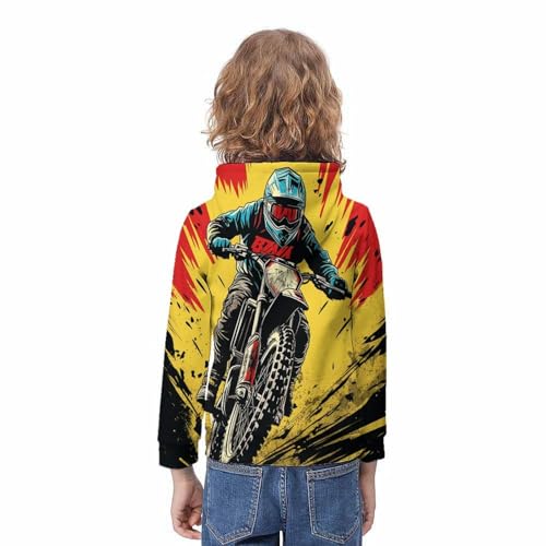 Sweat capuche moto impression 3D relief pour adolescent mixte - 4