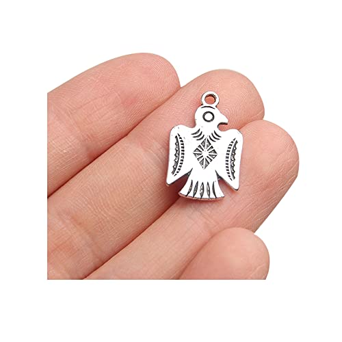 Acxico 20Pcs Antique Silver Tone 2 Sided Thunderbird Charms YY876