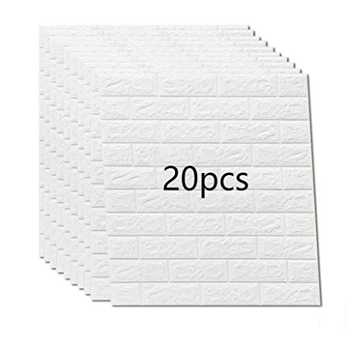 K&F-qianzhi 10PCS 70X77cm Papel Pintado De Ladrillo Blanco, Panel De Pared 3D...